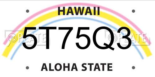 5T75Q3 Hawaii License Plate