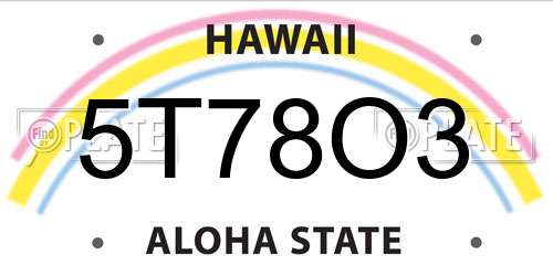 5T78O3 Hawaii License Plate
