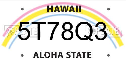 5T78Q3 Hawaii License Plate