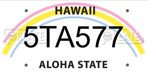 5TA577 Hawaii License Plate