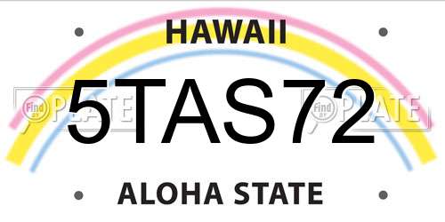 5TAS72 Hawaii License Plate