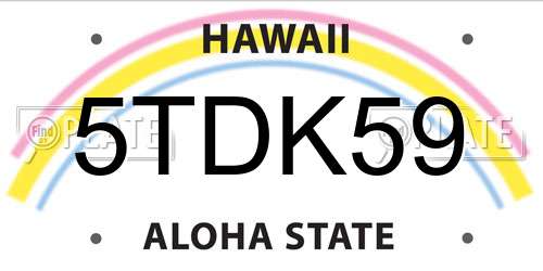 5TDK59 Hawaii License Plate