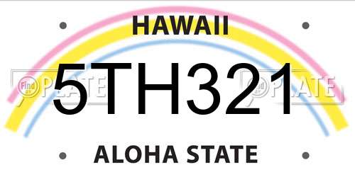 5TH321 Hawaii License Plate