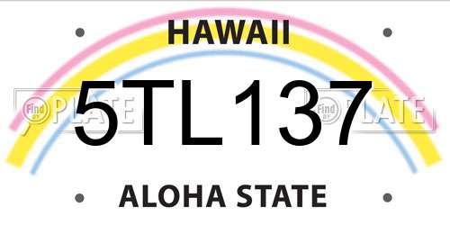 5TL137 Hawaii License Plate