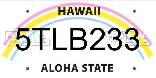 5TLB233 Hawaii License Plate