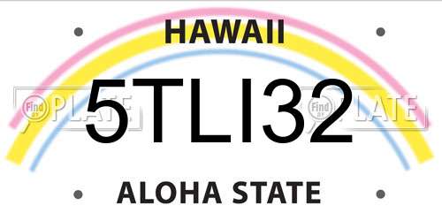 5TLI32 Hawaii License Plate
