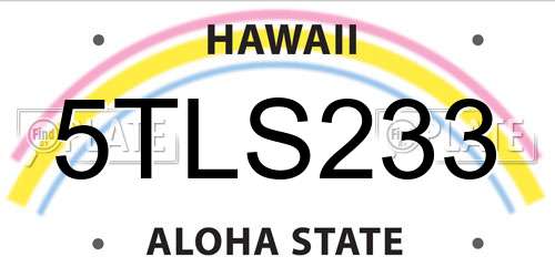 5TLS233 Hawaii License Plate