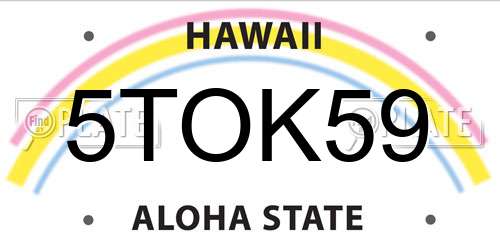 5TOK59 Hawaii License Plate