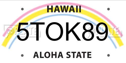 5TOK89 Hawaii License Plate