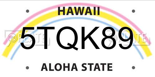 5TQK89 Hawaii License Plate