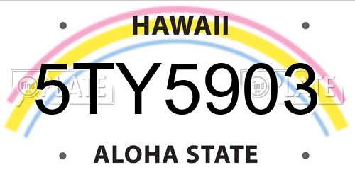5TY5903 Hawaii License Plate
