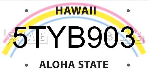 5TYB903 Hawaii License Plate