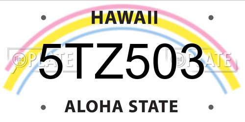 5TZ503 Hawaii License Plate