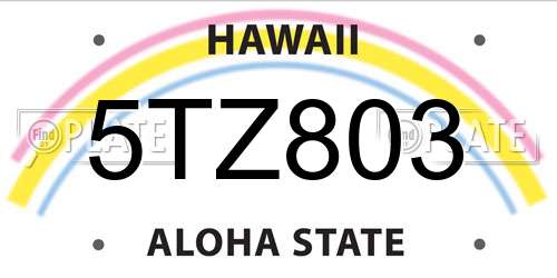 5TZ803 Hawaii License Plate