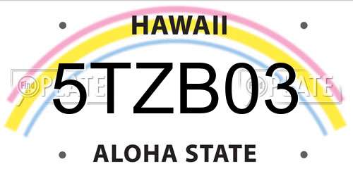 5TZB03 Hawaii License Plate