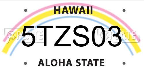 5TZS03 Hawaii License Plate
