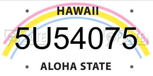 5U54075 Hawaii License Plate