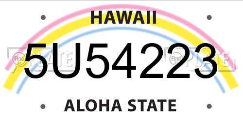 5U54223 Hawaii License Plate