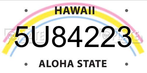 5U84223 Hawaii License Plate