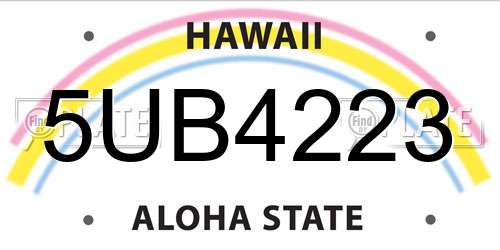 5UB4223 Hawaii License Plate