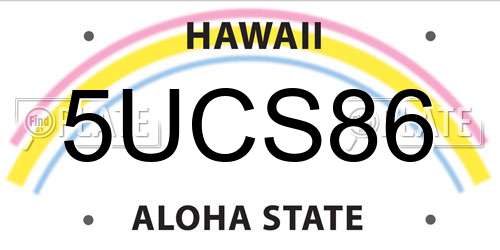 5UCS86 Hawaii License Plate