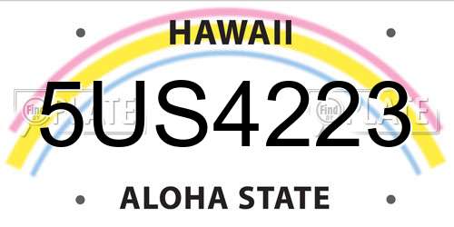 5US4223 Hawaii License Plate