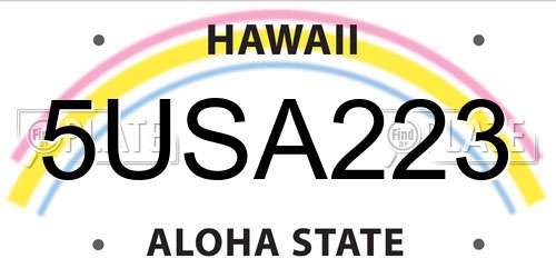5USA223 Hawaii License Plate