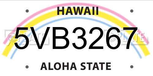 5VB3267 Hawaii License Plate