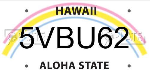 5VBU62 Hawaii License Plate