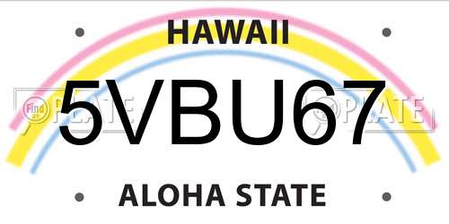 5VBU67 Hawaii License Plate