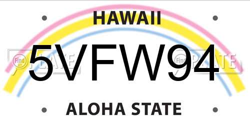 5VFW94 Hawaii License Plate
