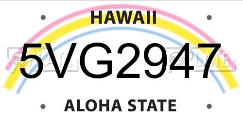 5VG2947 Hawaii License Plate