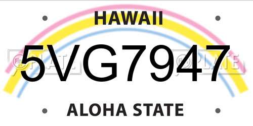 5VG7947 Hawaii License Plate