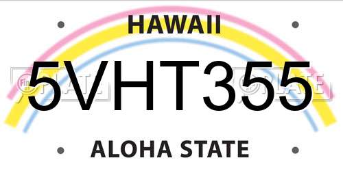 5VHT355 Hawaii License Plate