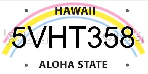 5VHT358 Hawaii License Plate