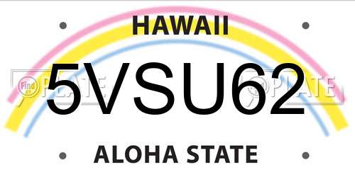 5VSU62 Hawaii License Plate