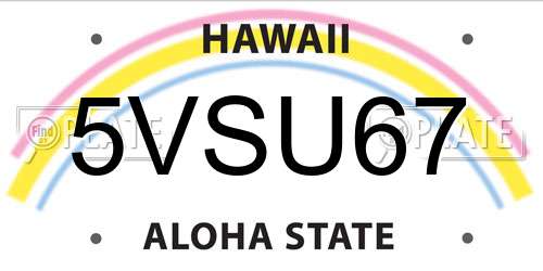 5VSU67 Hawaii License Plate