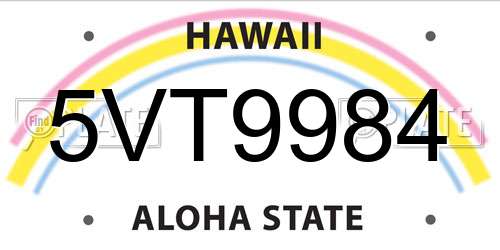 5VT9984 Hawaii License Plate