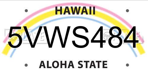 5VWS484 Hawaii License Plate