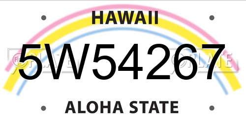 5W54267 Hawaii License Plate