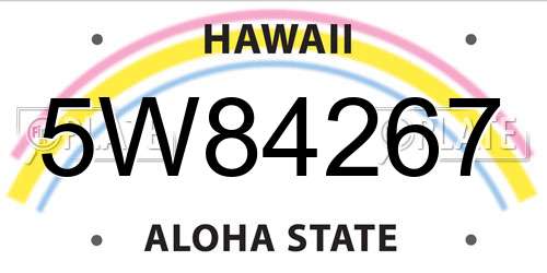 5W84267 Hawaii License Plate