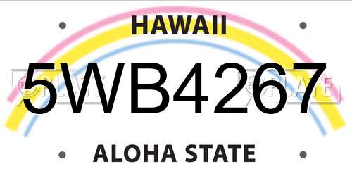 5WB4267 Hawaii License Plate