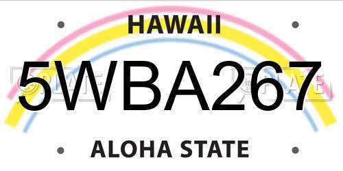 5WBA267 Hawaii License Plate