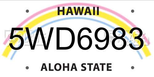 5WD6983 Hawaii License Plate