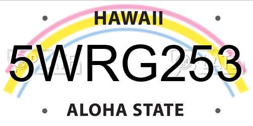 5WRG253 Hawaii License Plate