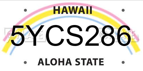 5YCS286 Hawaii License Plate