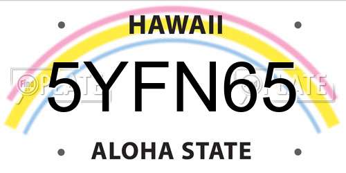 5YFN65 Hawaii License Plate
