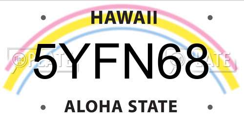 5YFN68 Hawaii License Plate
