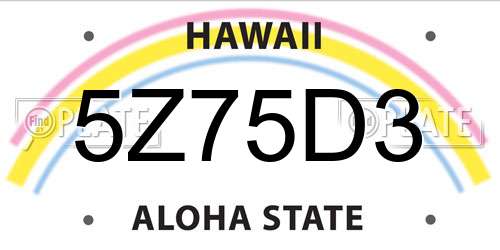 5Z75D3 Hawaii License Plate