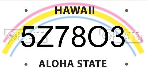 5Z78O3 Hawaii License Plate